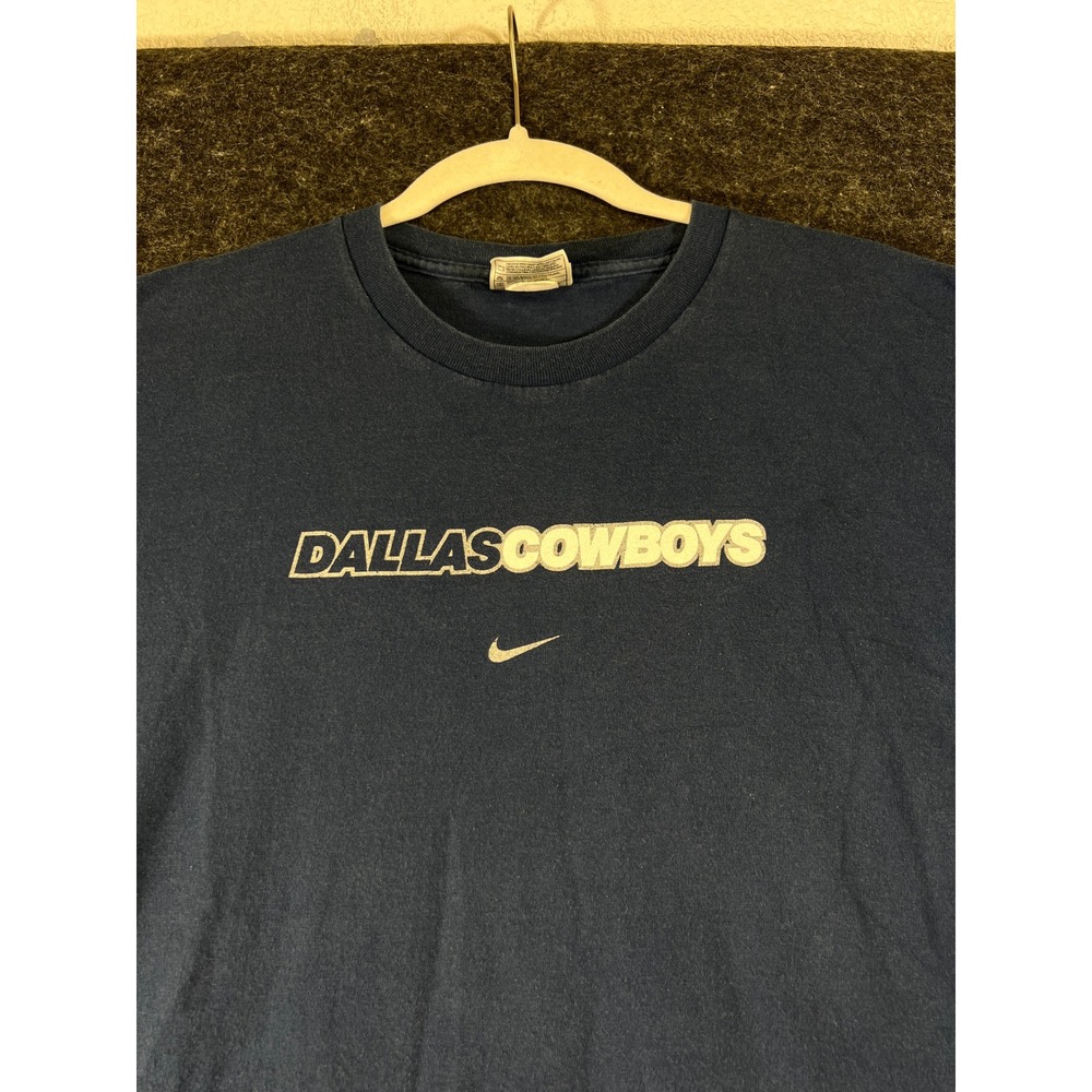 Vintage 90s Dallas Cowboys T-Shirt Mens Medium Navy Blue Nike NFL Graphic Tee